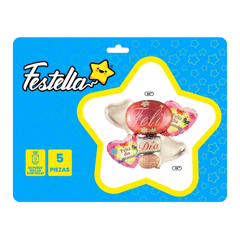 KIT GLOBO FELIZ DIA MAMA X5(PQTX12)