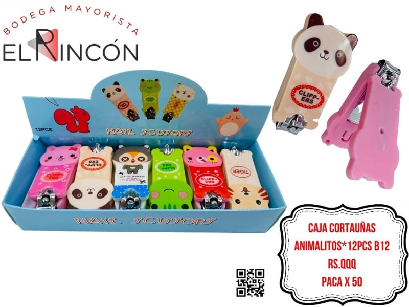 CAJA CORTAUÑAS ANIMALITOS*12PCS B12