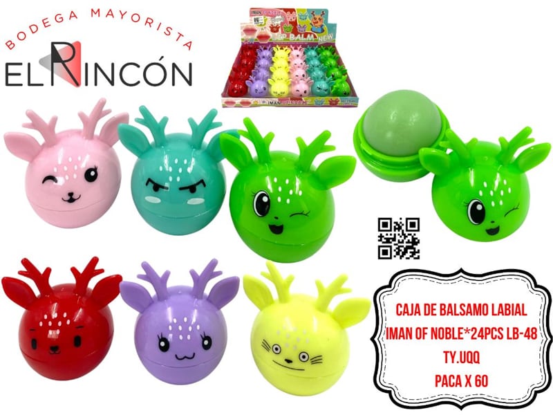 CAJA DE BALSAMO LABIAL IMAN OF NOBLE*24PCS LB-48