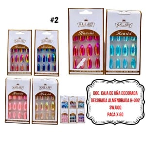 DOC. CAJA DE UÑA DECORADA DECORADA ALMENDRADA H-002