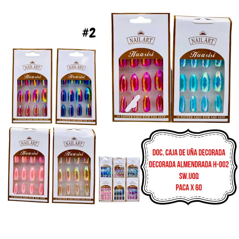 DOC. CAJA DE UÑA DECORADA DECORADA ALMENDRADA H-002