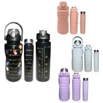 TERMO MOTIVACIONAL UNICOLOR X3 CON PINES Y STIKER 2000ML-900ML-300ML