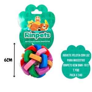 JUGUETE PELOTA CON LUZ PARA MASCOTAS RINPETS 6CM BMR-1917