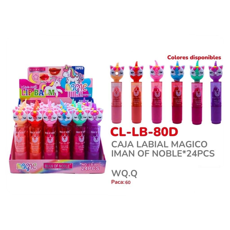 CAJA LABIAL MAGICO IMAN OF NOBLE*24PCS LB-80D