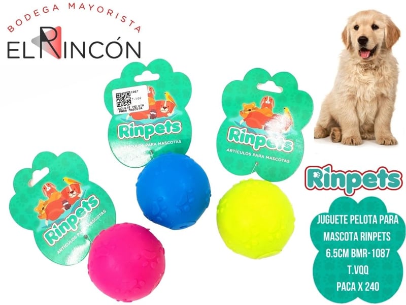 JUGUETE PELOTA PARA MASCOTA RINPETS 6.5CM BMR-1087