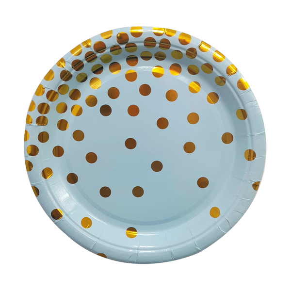 PLATO DE FIESTA CHISPIADO AZUL X10,