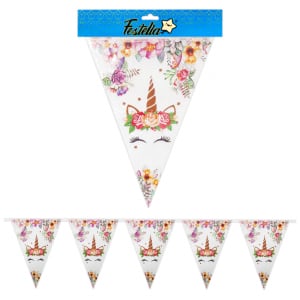 BANDERIN UNICORNIO FLORES,