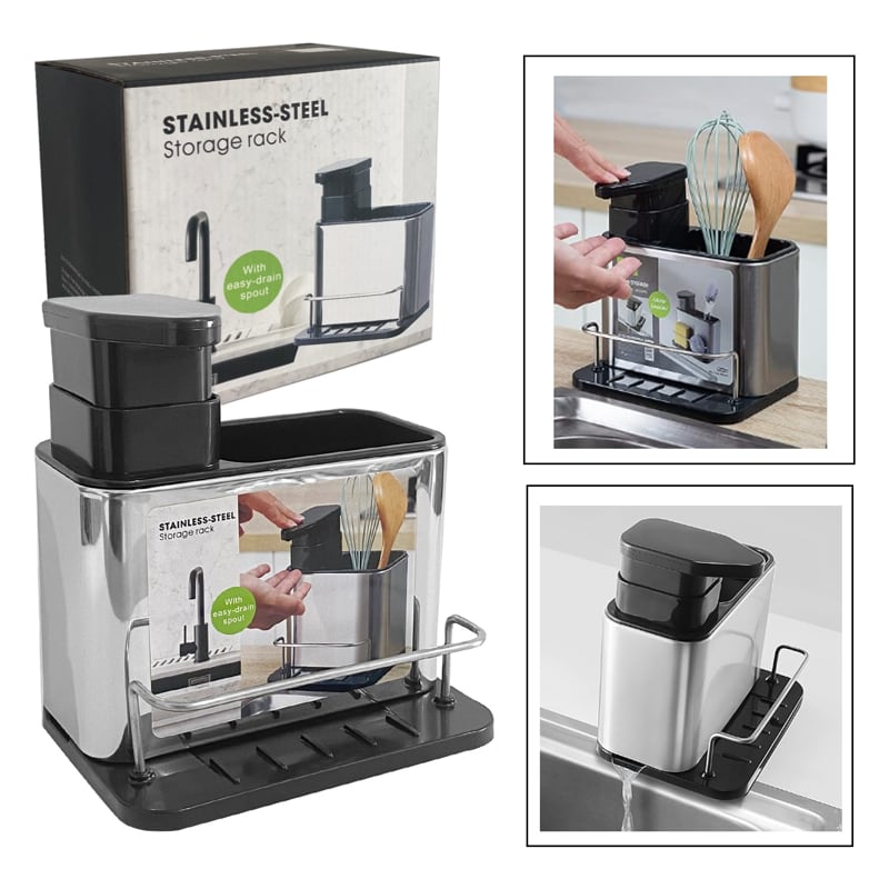 DISPENSADOR DE JABON Y PORTA ESPONJA ORGANIZADOR