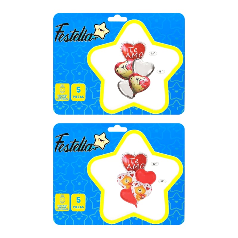 KIT GLOBO CORAZONES TE AMO X5¨.(PQTX12)