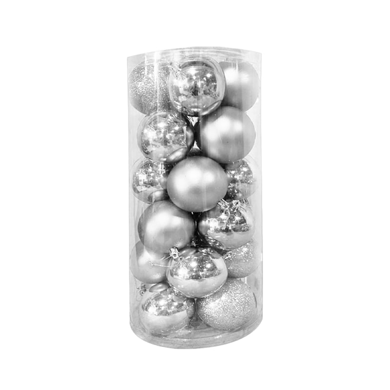 BOLA NAVIDEÑA PLATEADA 7CM X24