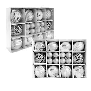 BOLA NAVIDEÑA PLATEADA 6/3CM X26