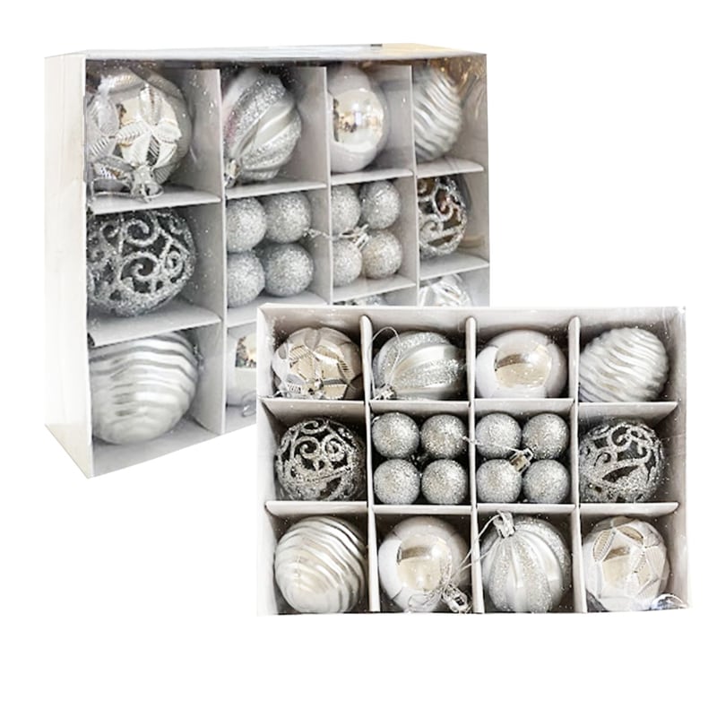 BOLA NAVIDEÑA PLATEADA 6/3CM X26