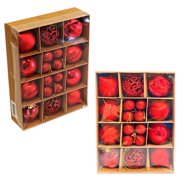 BOLA NAVIDEÑA ROJA 6/3CM X26