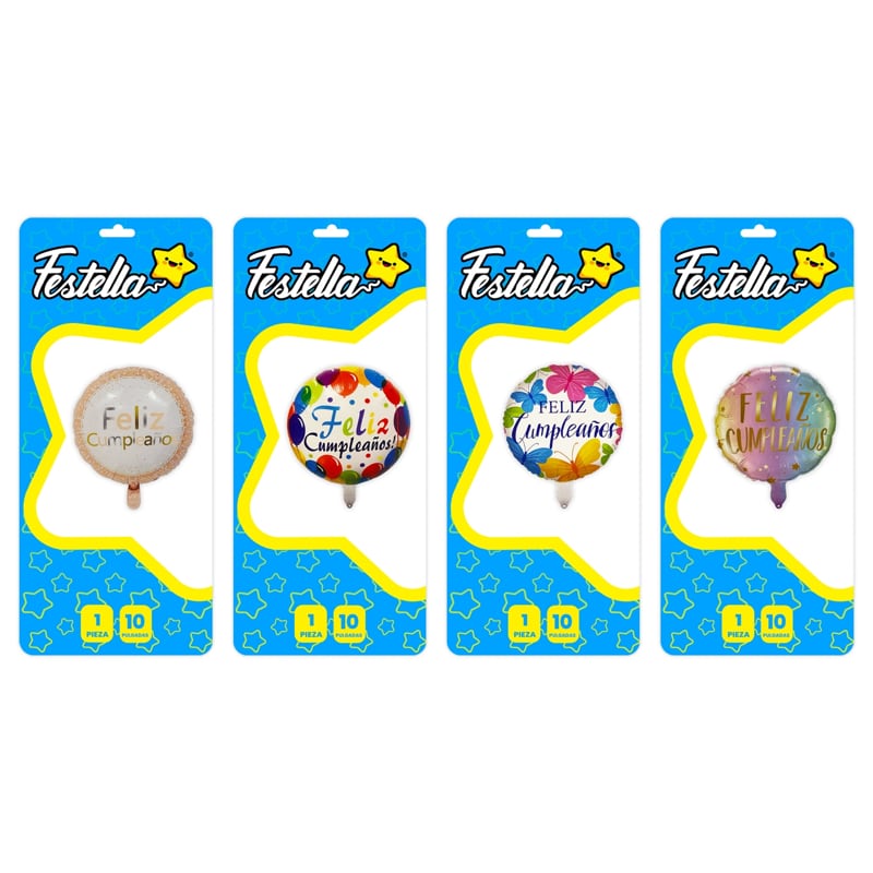GLOBO FELIZ CUMPLEAÑOS 10"(PQTX25)