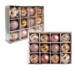 BOLAS NAVIDEÑAS X12 PALO ROSA 6CM