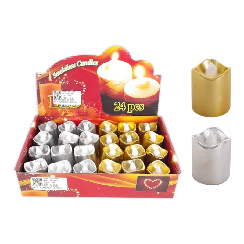 VELA NAVIDEÑA PQ DORADA Y PLATEADA (CJX24)