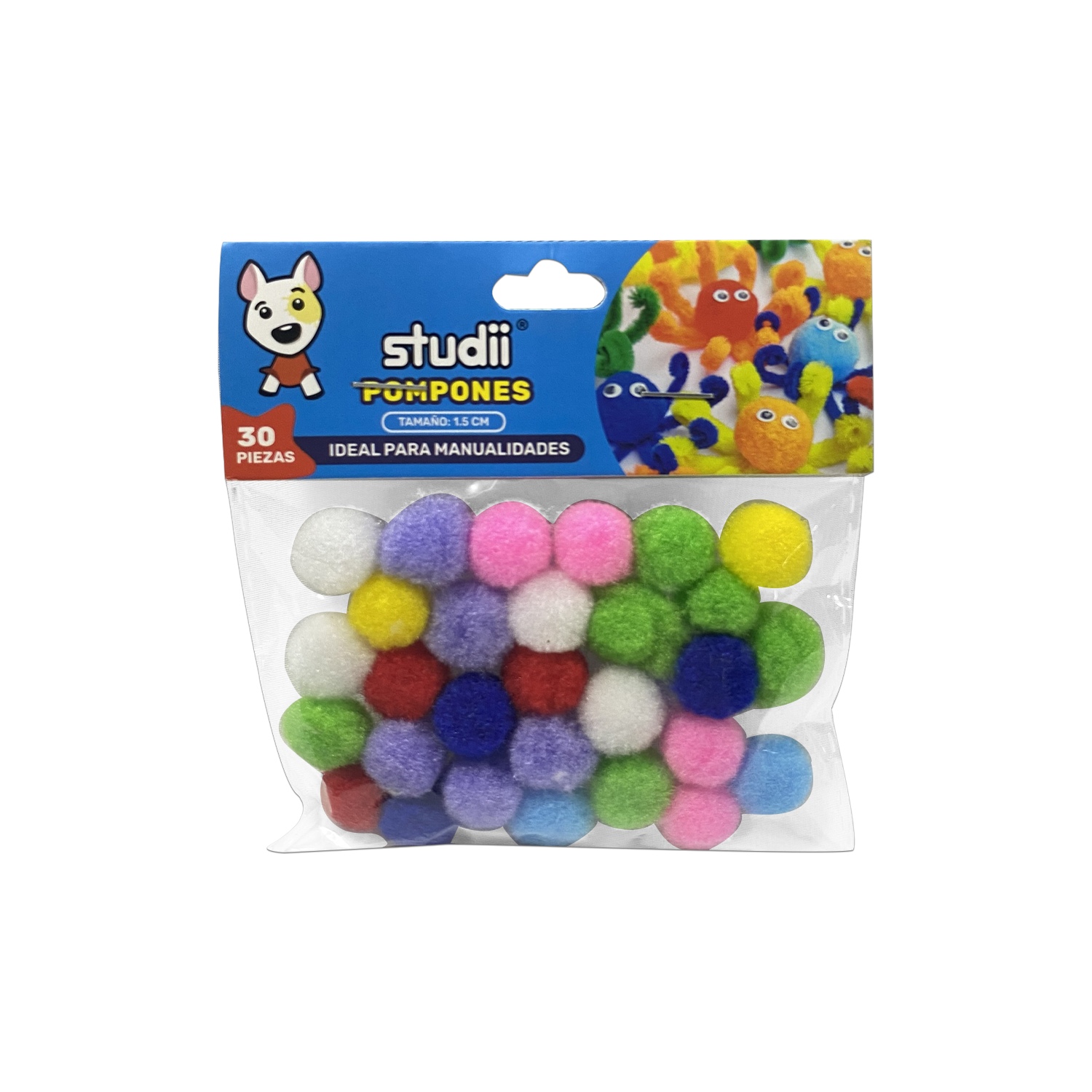 PAQUETE POMPONES DE COLORES PARA MANUALIDADES X30 (PQTX12)