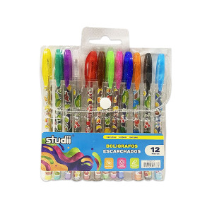 SET LAPICERO ESCARCHADO CON OLOR  X12