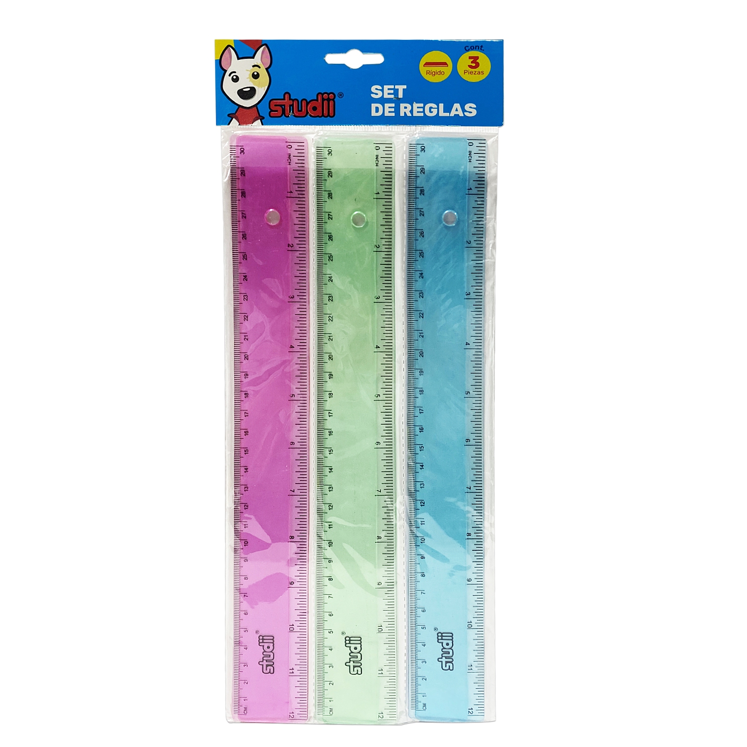 REGLA CON BISEL 30CM *3PCS