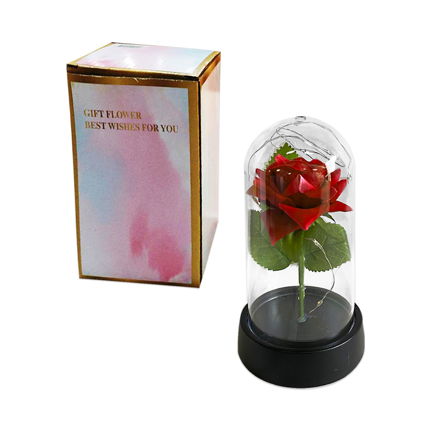 ROSA ENCAPSULADA ROJA CON LUZ