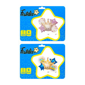 KIT GLOBO CORONA FELIZ CUMPLEAÑOS X5