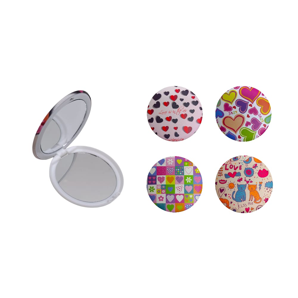 ESPEJO REDONDO ESTAMPADO CORAZONES BMR-3890-2 (CJAX60)