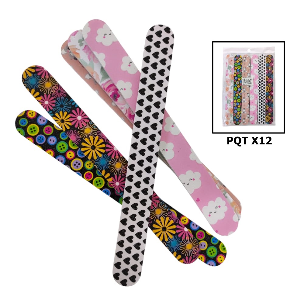 LIMA RECTA ESTAMPADA PARA UÑAS DK-1066 (PQTX12)