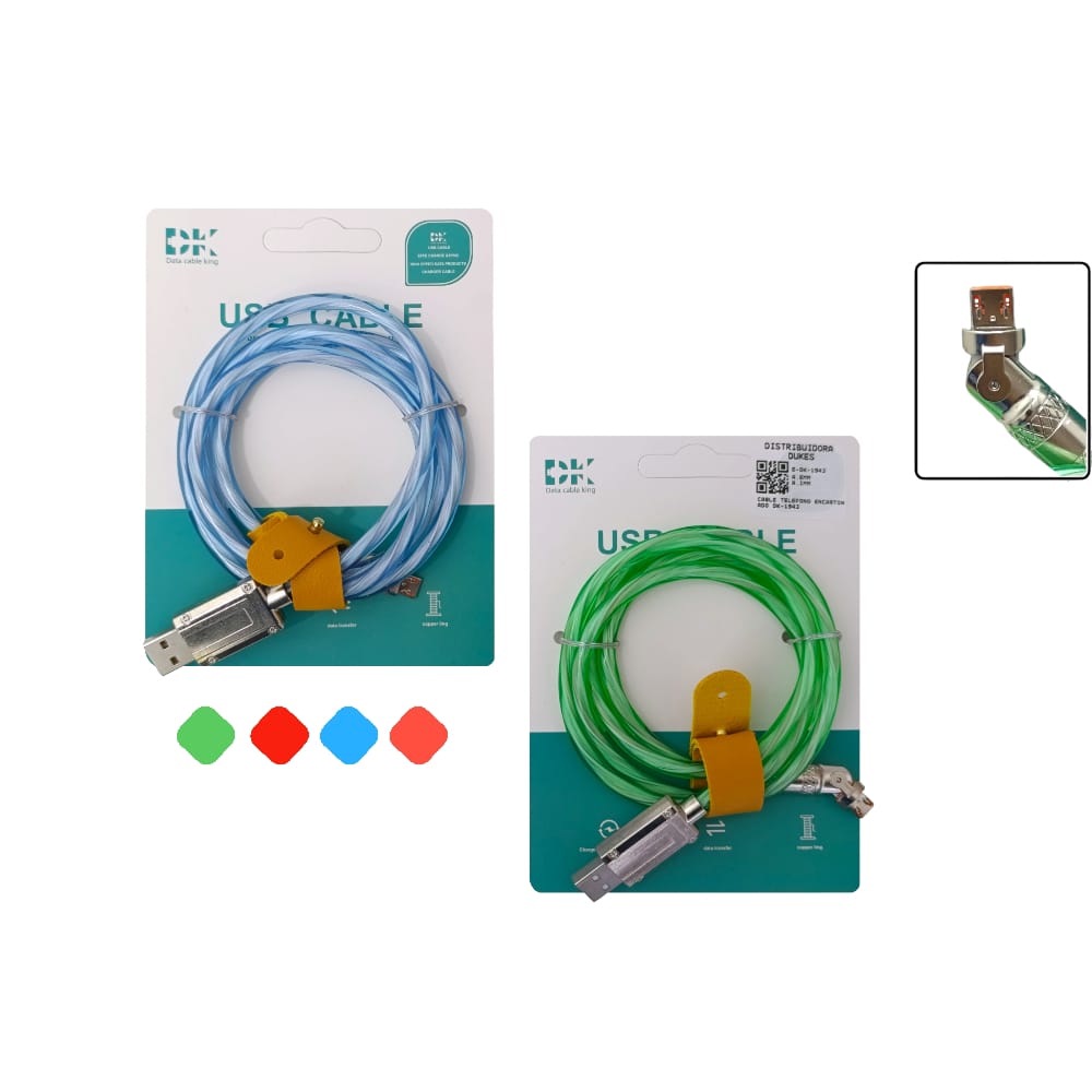CABLE TRANSLUCIDO COLORES V8 DK-1943