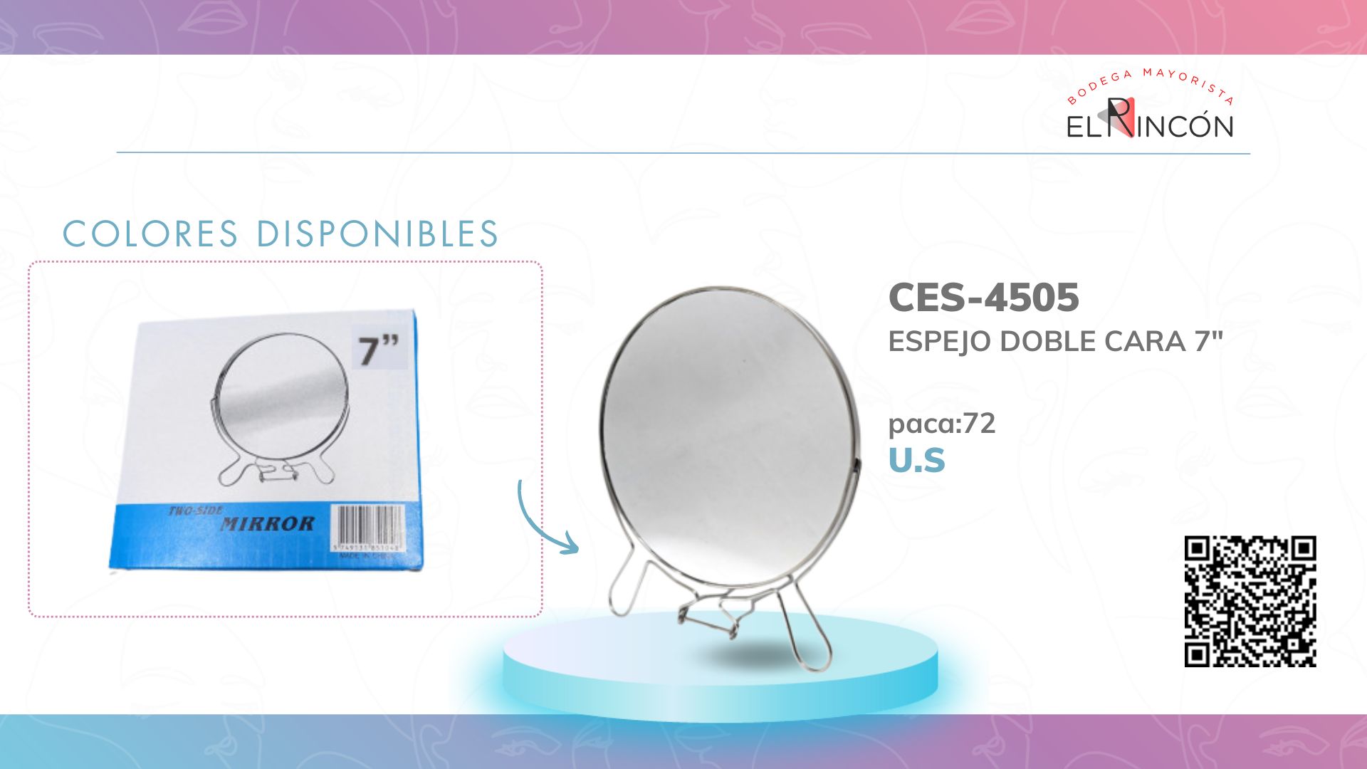 ESPEJO DOBLE CARA 7" BMR-4505