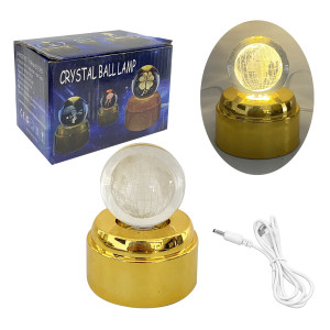 ESFERA DE CRISTAL GIRATORIA CON LUZ CALIDA 6CM