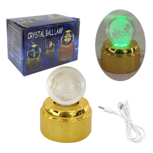 ESFERA DE CRISTAL CON LUZ MULTICOLOR 6CM