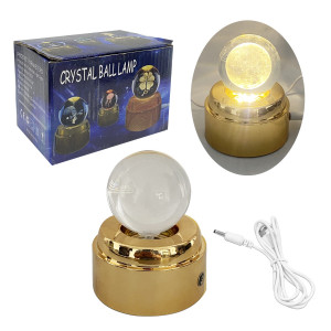 ESFERA DE CRISTAL 3D GIRATORIA CON LUZ Y SONIDO