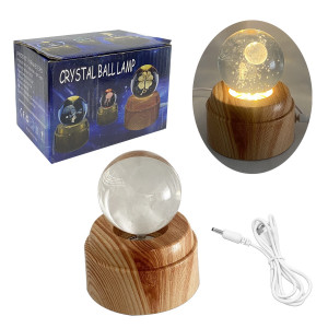 ESFERA DE CRISTAL 3D GIRATORIA CON LUZ Y SONIDO 6CM