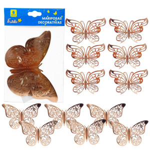 MARIPOSA DECORATIVA PALO ROSA X6 (PQTX12)