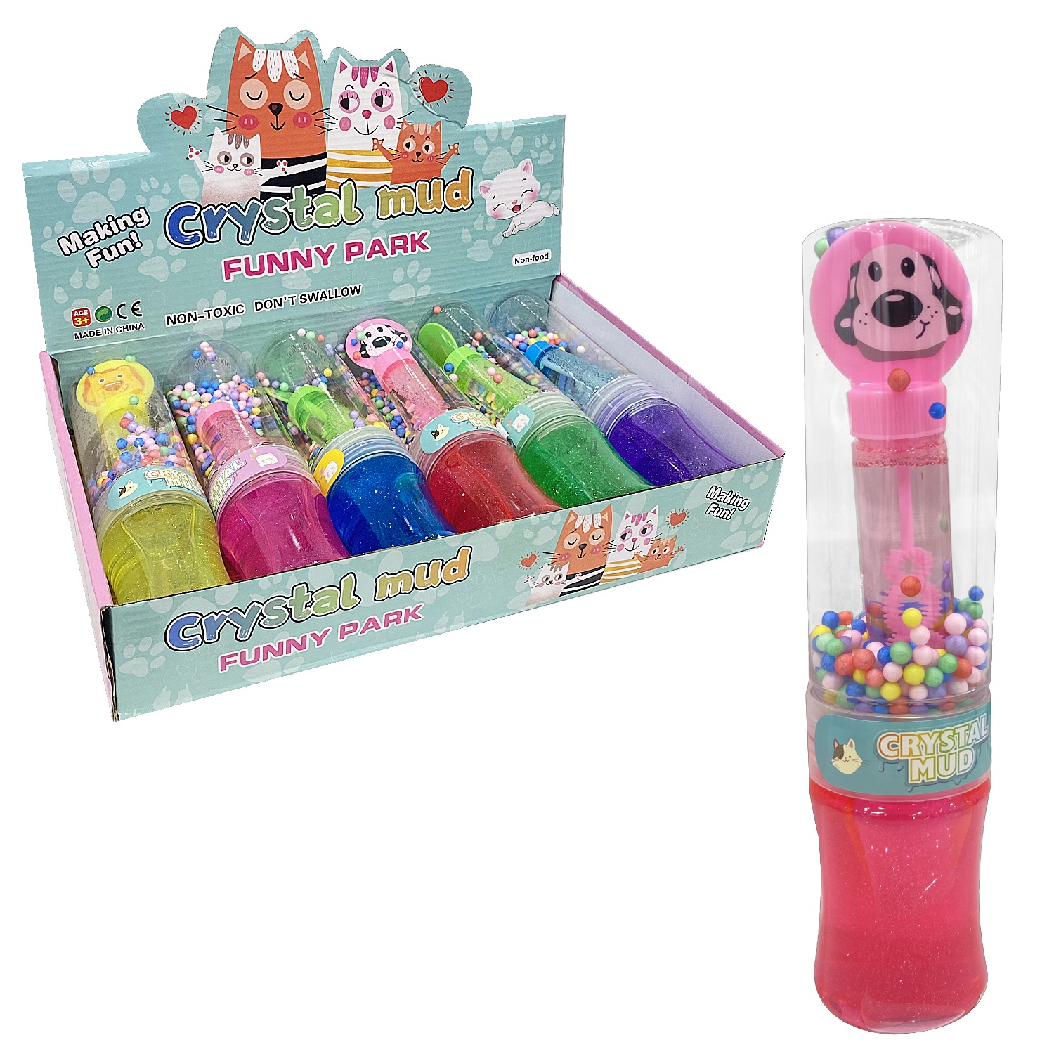 SLIME TUBO CON BURBUJERO ANIMALES (CJX6)