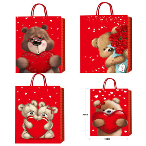 BOLSA REGALO ESCARCHADA OSO CORAZONES 26*32*10CM (PQTX12)