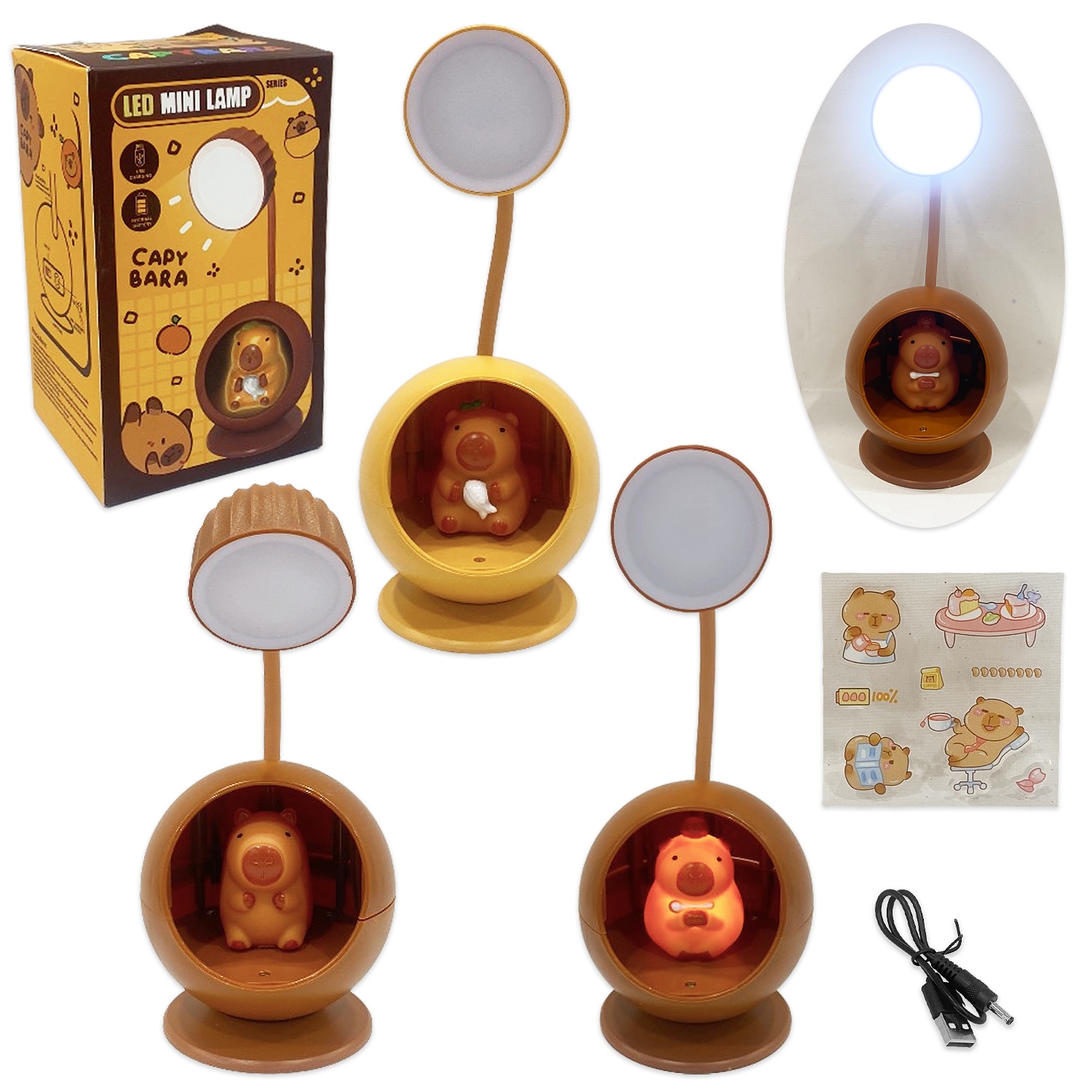 LAMPARA CAPIBARA CON STICKERS REGARGABLE