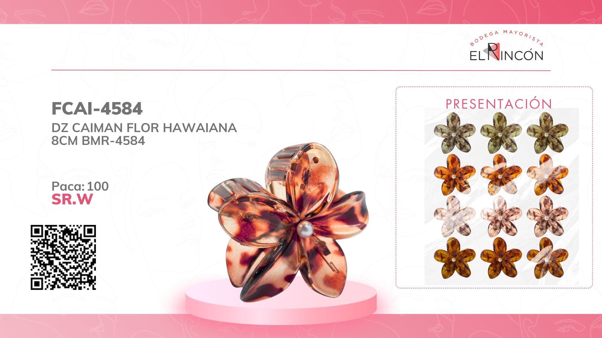 DZ CAIMAN FLOR HAWAIANA 8CM BMR-4584