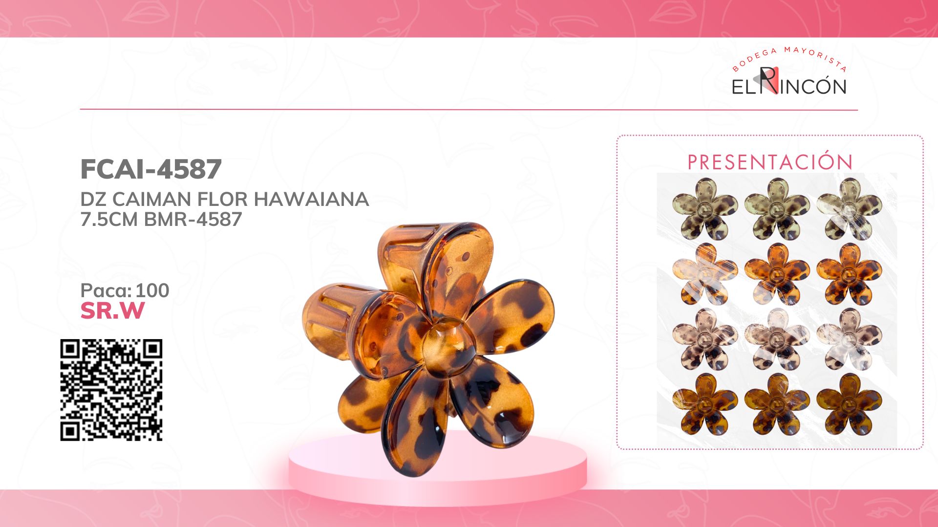DZ CAIMAN FLOR HAWAIANA 7.5CM BMR-4587