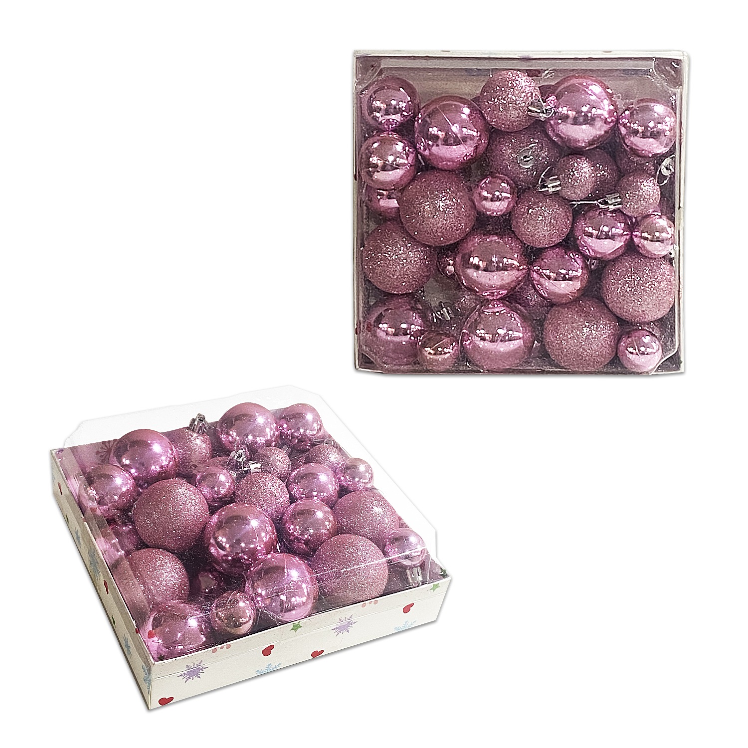 BOLA NAVIDEÑA ROSADA 3/4/5CM X44