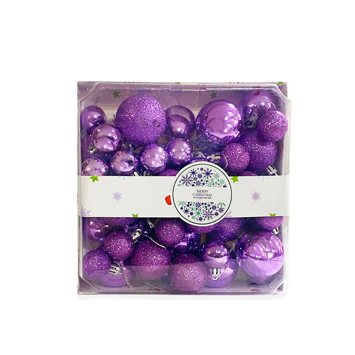 BOLA NAVIDEÑA MORADA 3/4/5CM X44