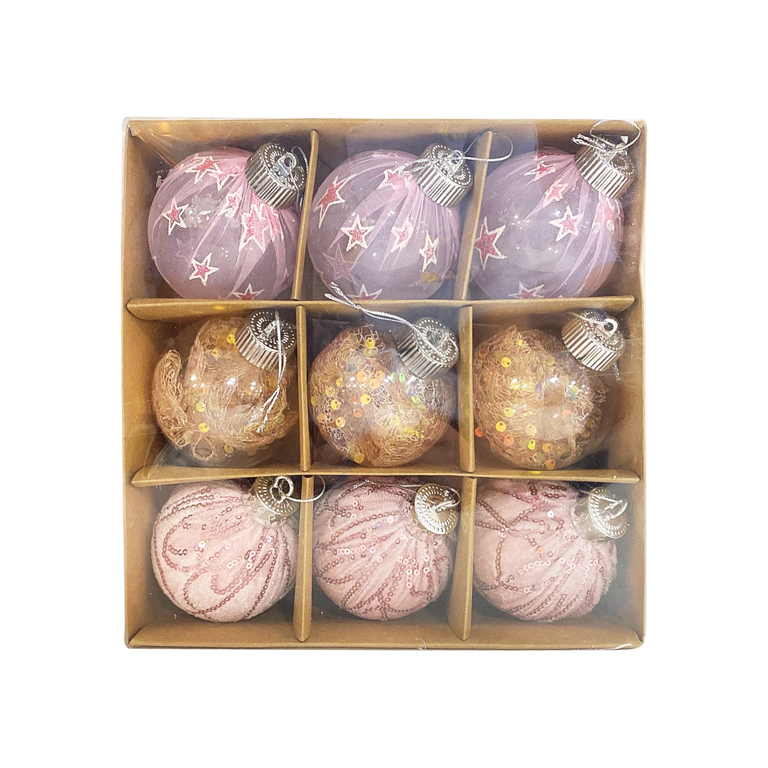 BOLA NAVIDEÑA PALO ROSA 8CM X9