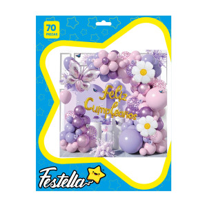KIT GLOBO ORGANICO FELIZ CUMPLEAÑOS X70