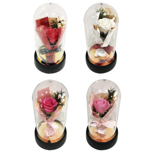 RAMO ROSAS ENCAPSULADAS CON LUZ