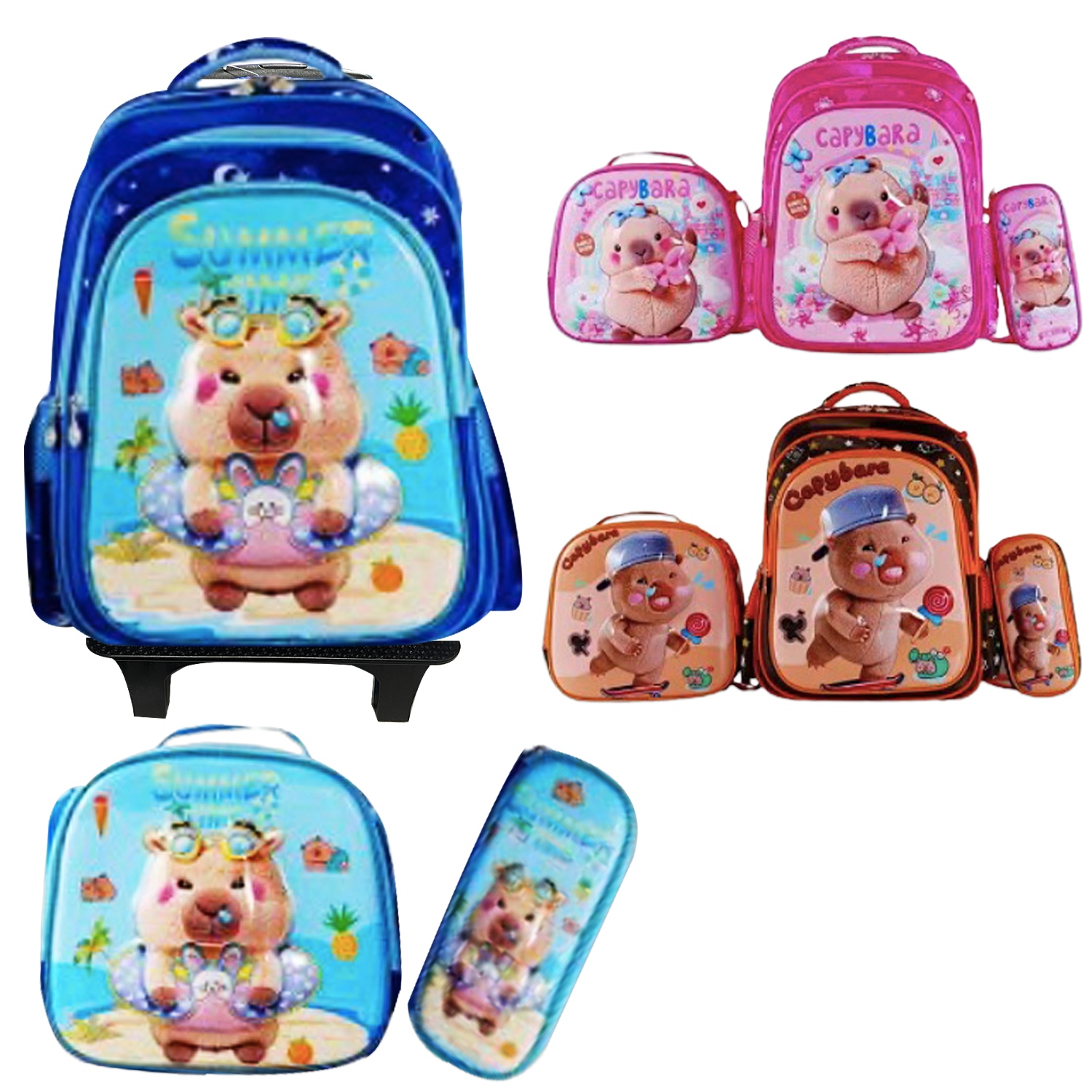 SET BOLSO CON RUEDAS CAPIBARA