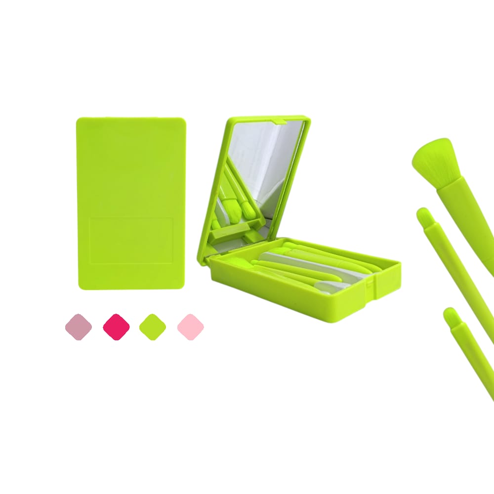 SET DE BROCHAS MAQUILLAJE X5 ESTUCHE CON ESPEJO DK-3565 (PQTX12)