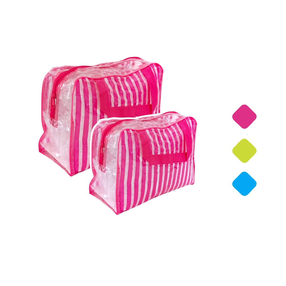 COSMETIQUERA TRANSPARENTE RAYAS DK-2392