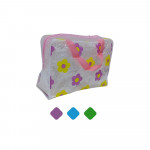 COSMETIQUERA TRANSPARENTE ESTAMPADA FLOR DK-2394