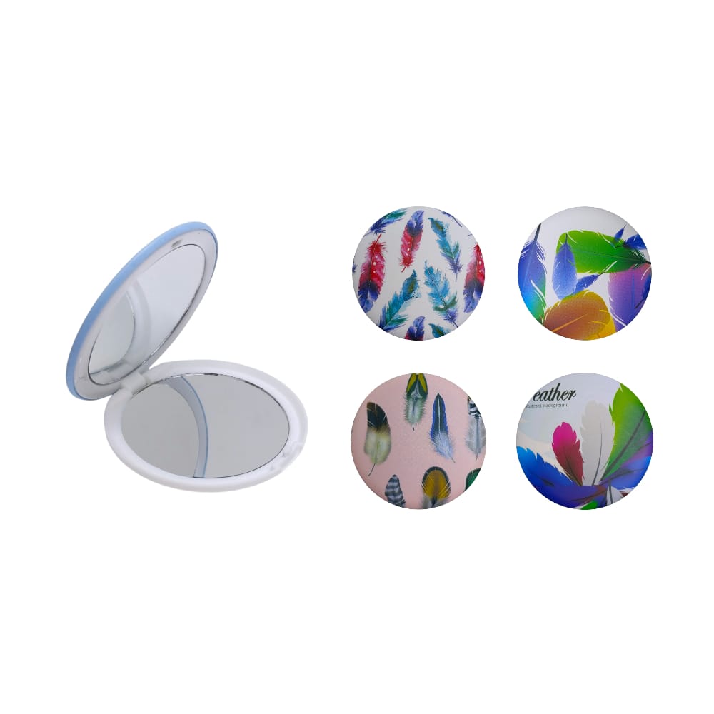 ESPEJO REDONDO ESTAMPADO PLUMAS BMR-3890-4 (CJAX60)