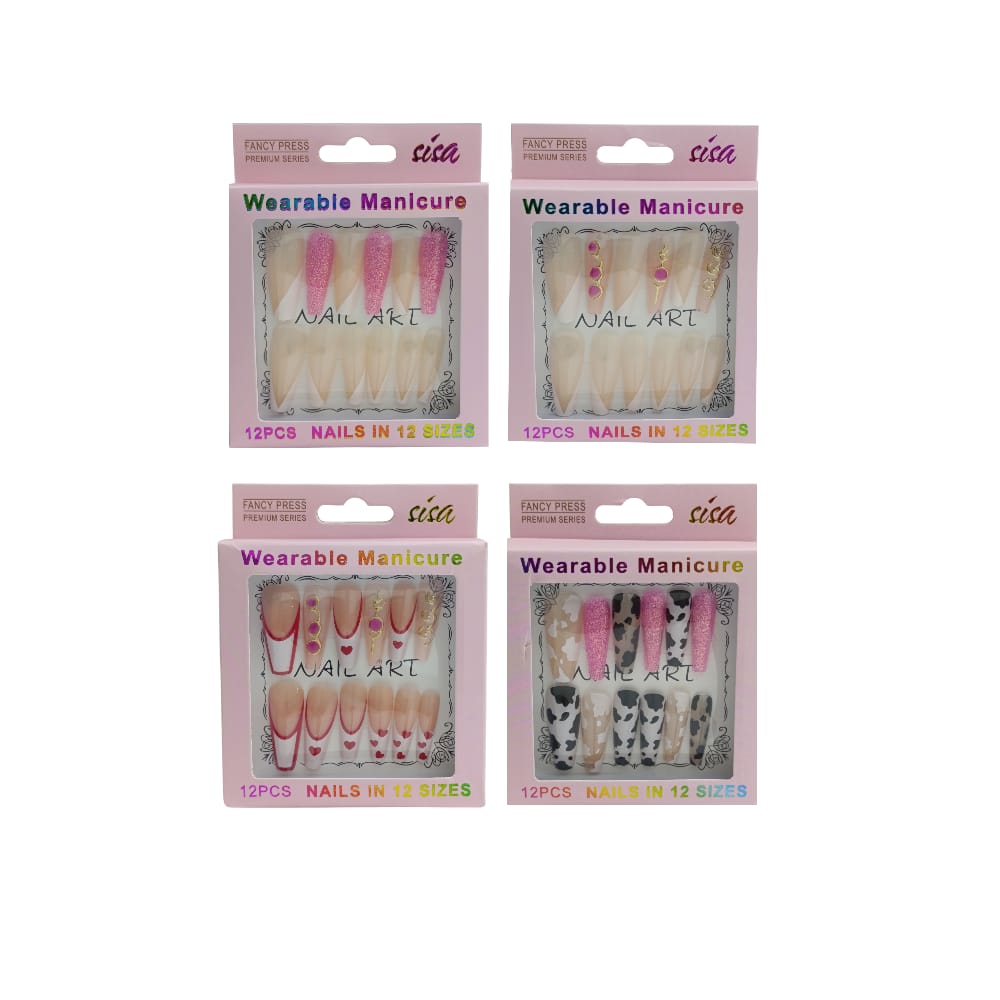 SET UÑA POSTIZA ESTAMPADA EN CAJA LUJO DK-3445 (PQTX12)